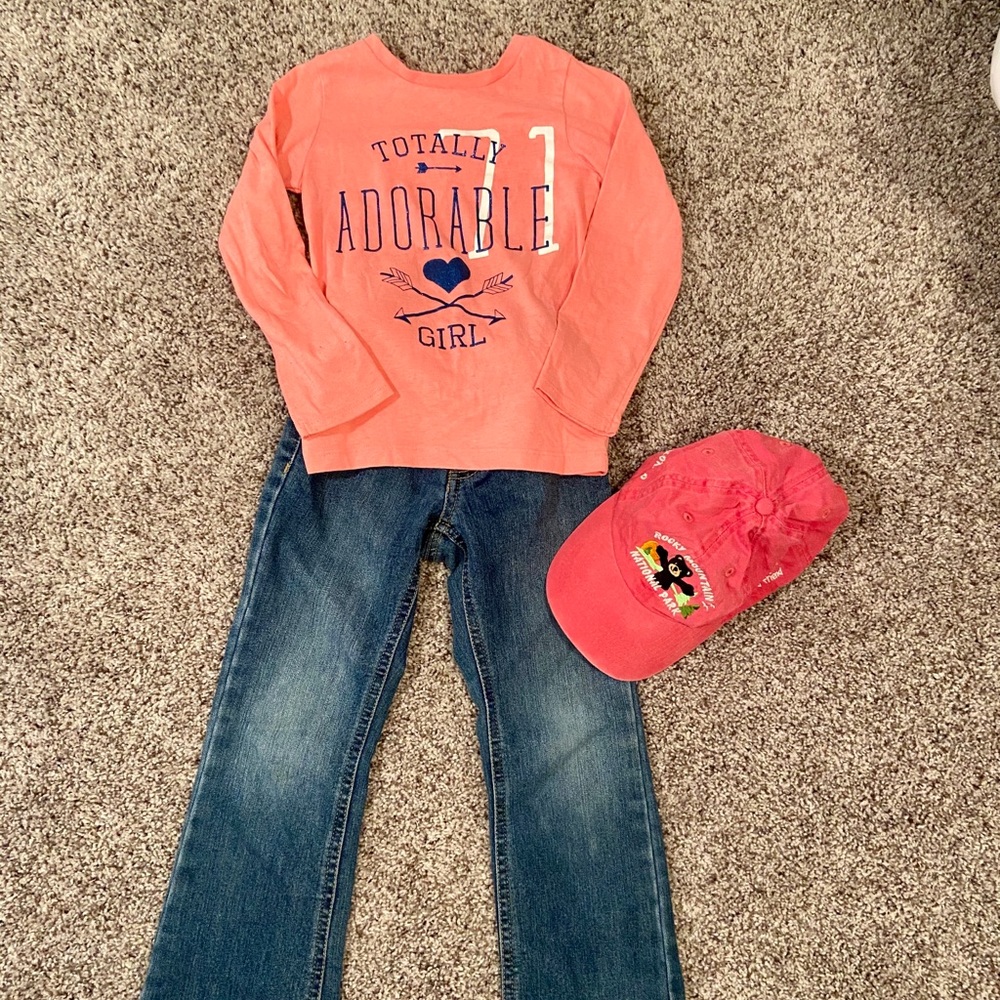 Girls Children’s Place outfit with hat.